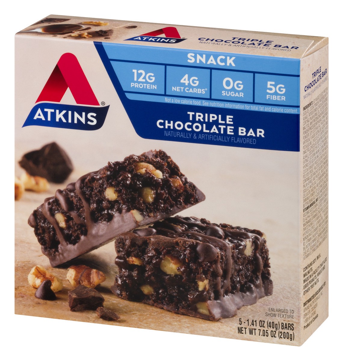 slide 3 of 9, Atkins Triple Chocolat Snack Bar 5Pk, 7.05 oz