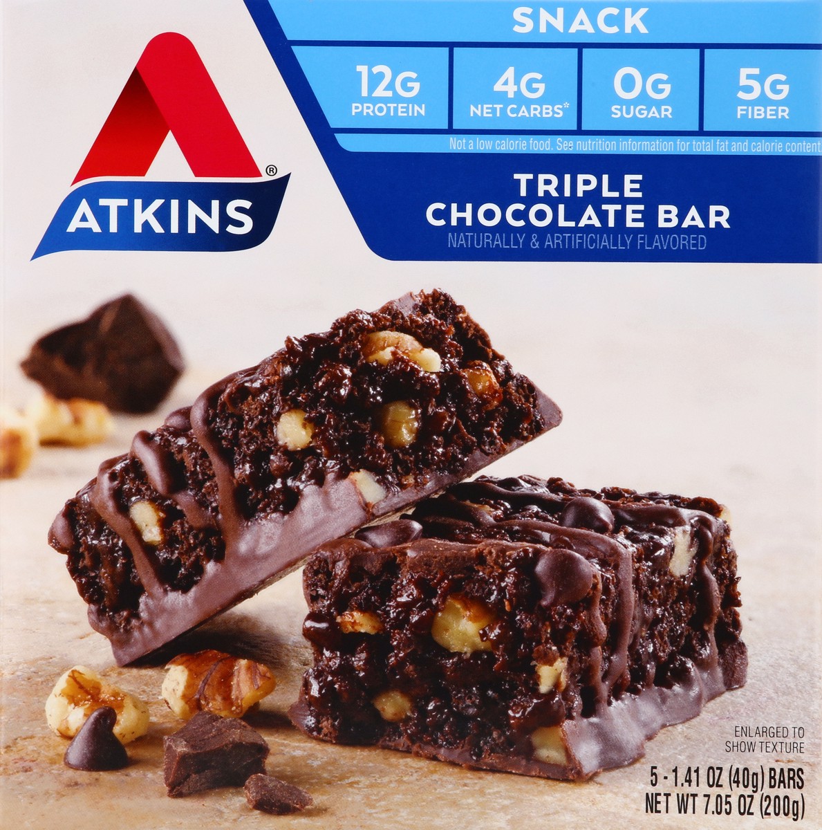 slide 6 of 9, Atkins Triple Chocolat Snack Bar 5Pk, 7.05 oz