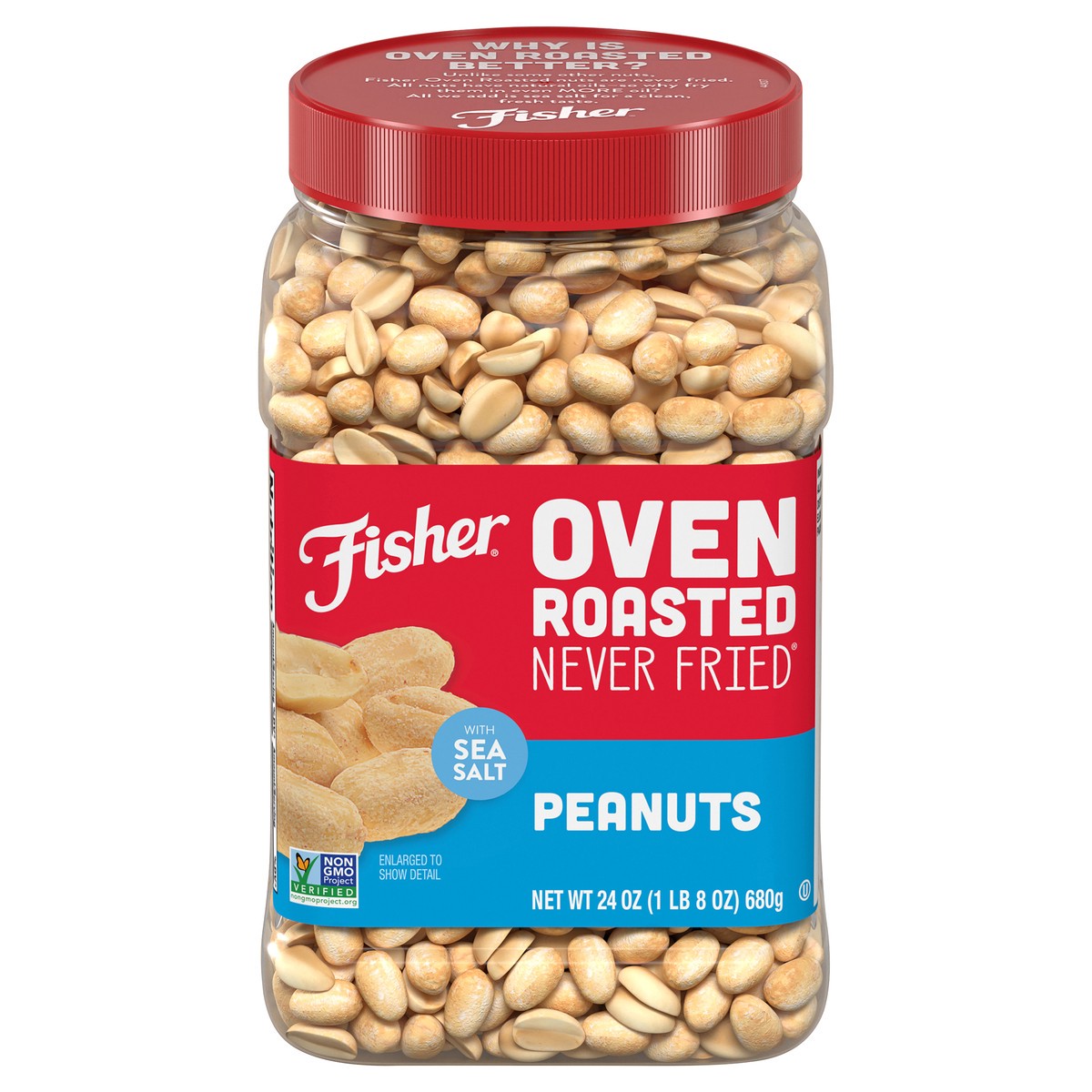 slide 2 of 16, Fisher Oven Roasted Peanuts, 24 oz