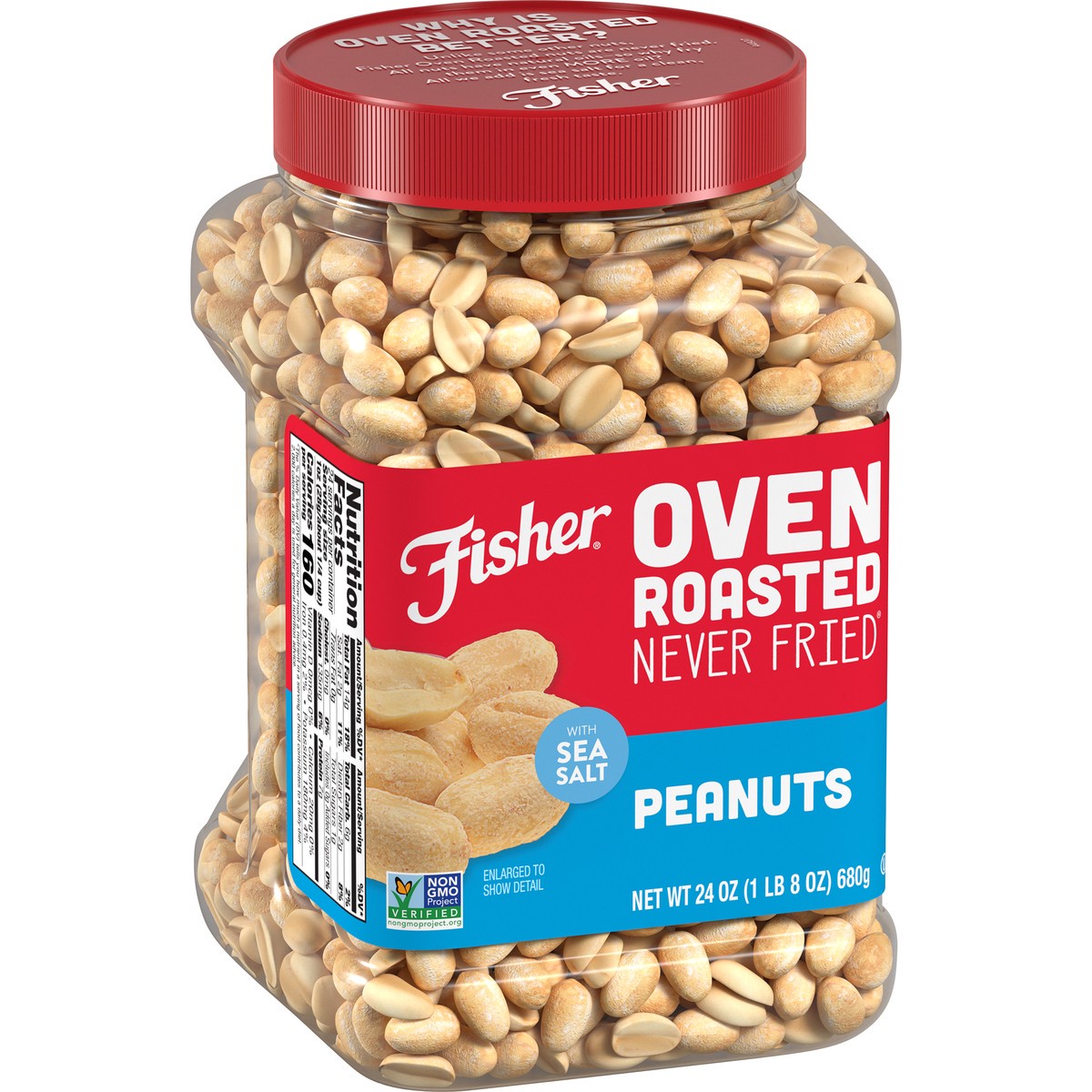 slide 8 of 16, Fisher Oven Roasted Peanuts, 24 oz