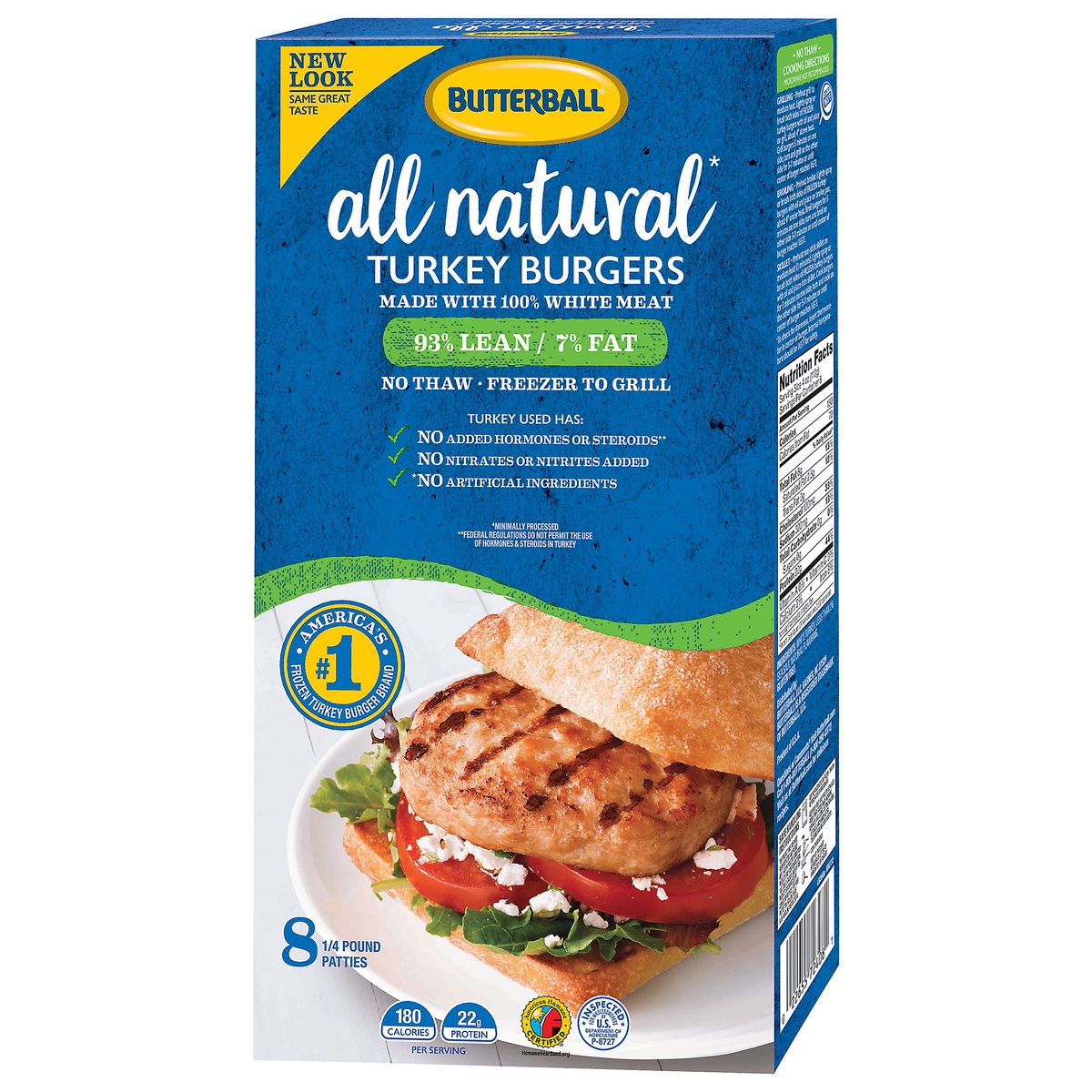slide 3 of 10, Butterball All Natural White Turkey Burger, 2 lb