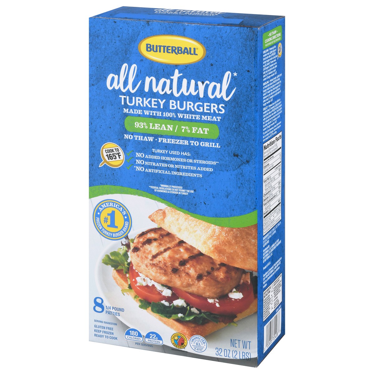 slide 2 of 9, Butterball All Natural White Turkey Burger, 2 lb