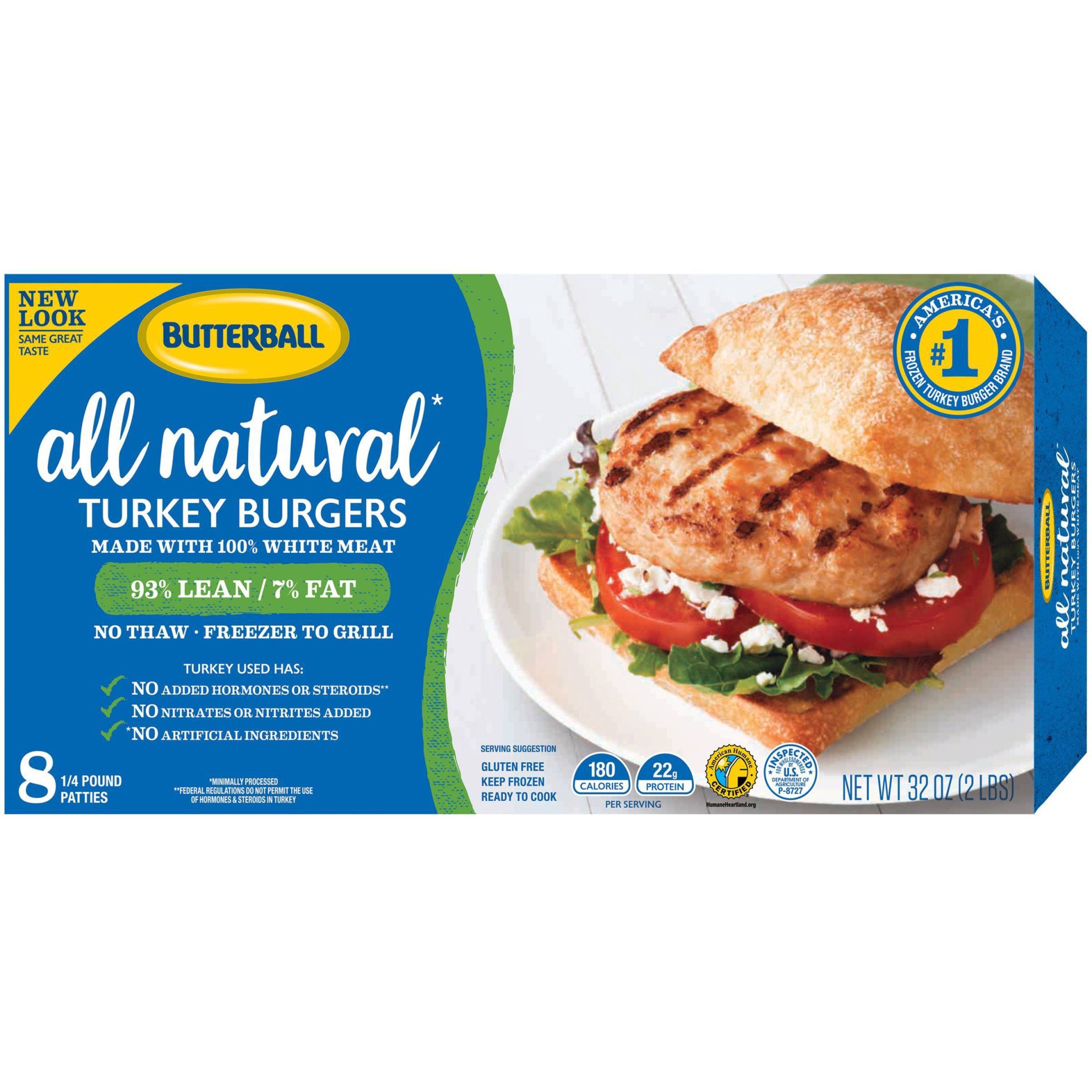 slide 1 of 9, Butterball All Natural White Turkey Burger, 2 lb