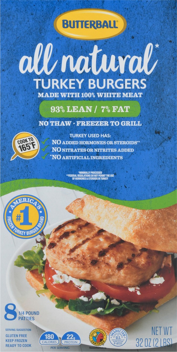 slide 6 of 9, Butterball All Natural White Turkey Burger, 2 lb