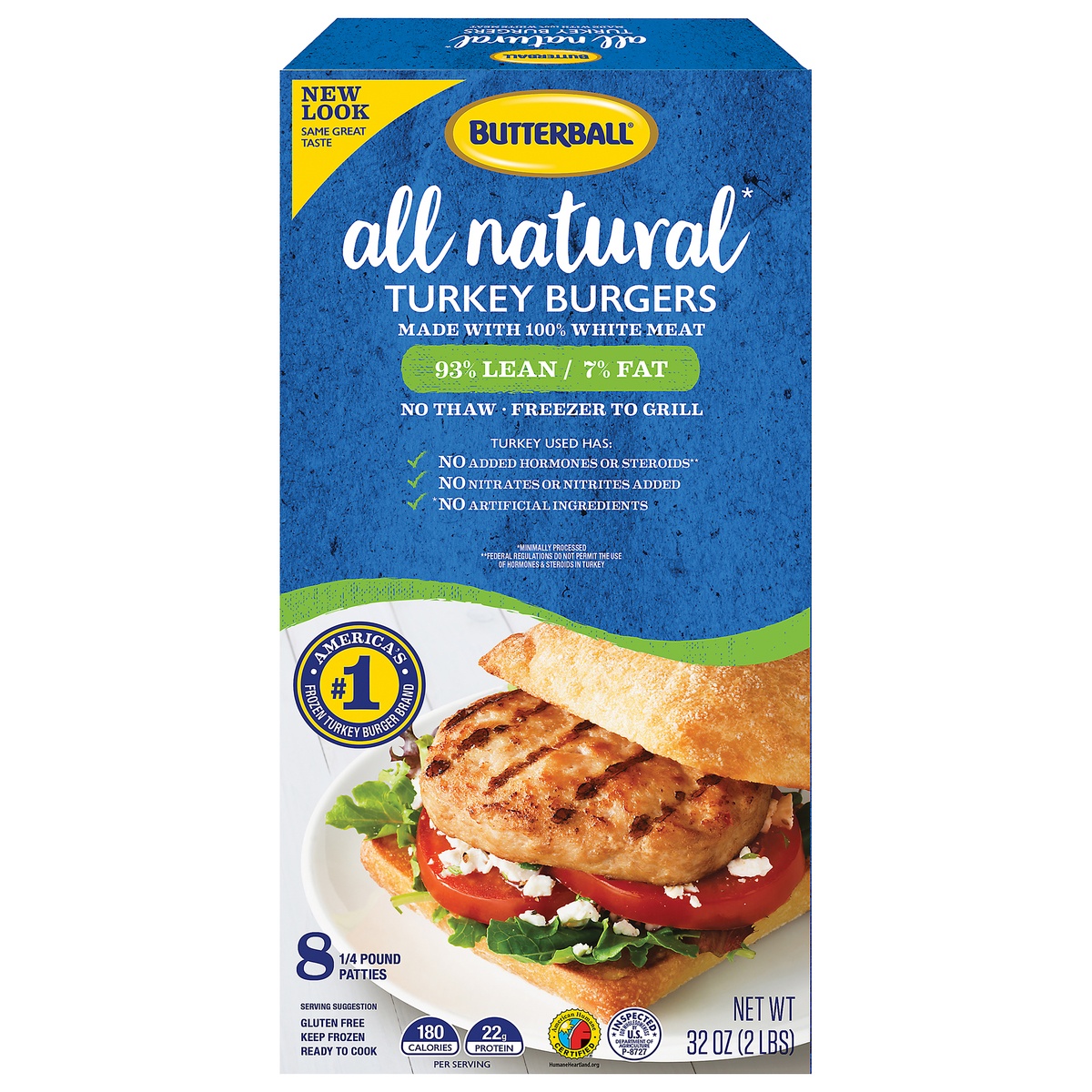 slide 1 of 10, Butterball All Natural White Turkey Burger, 2 lb