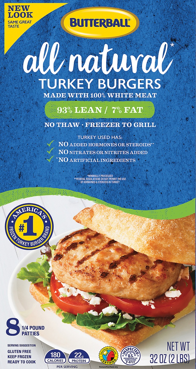 slide 9 of 10, Butterball All Natural White Turkey Burger, 2 lb