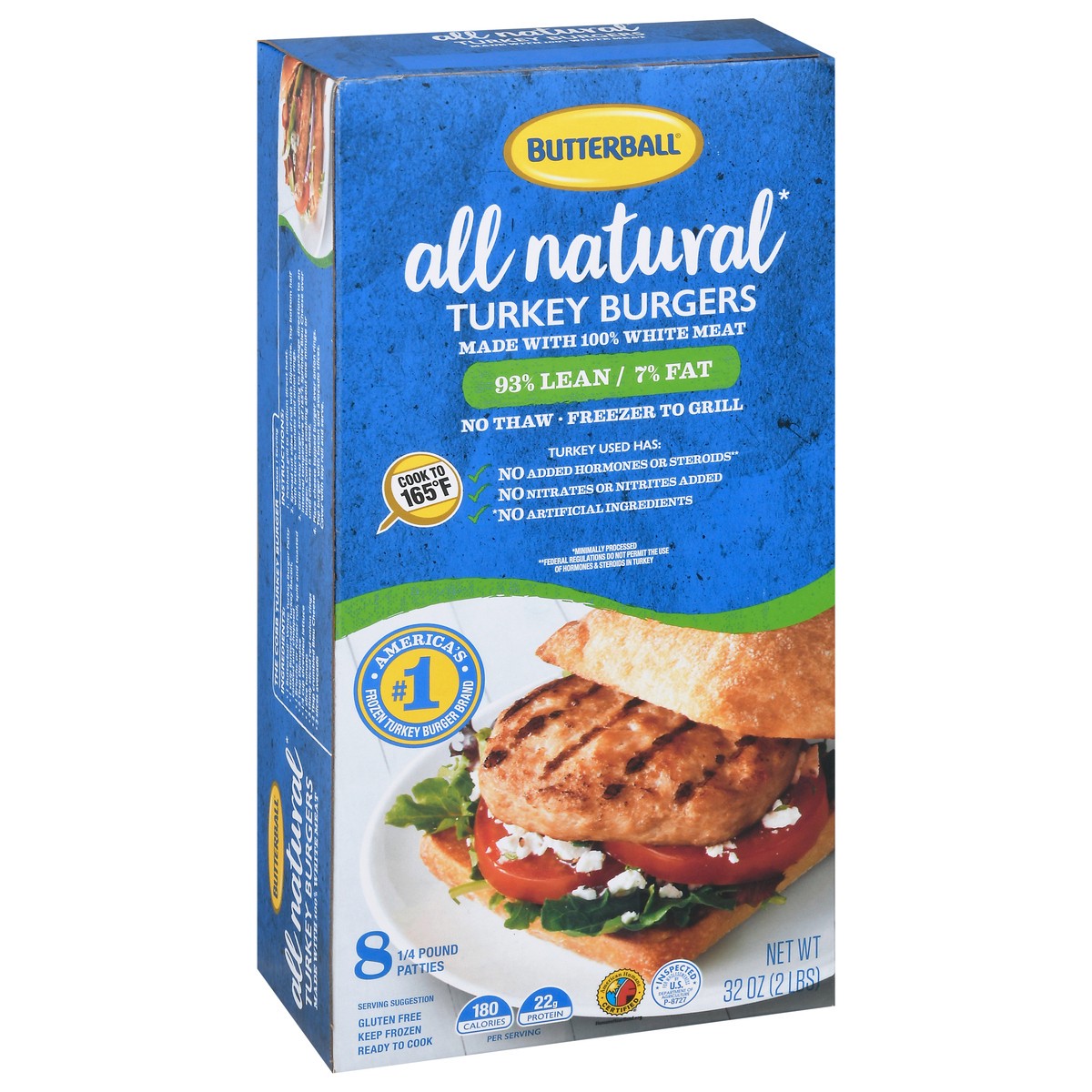 slide 1 of 9, Butterball All Natural White Turkey Burger, 2 lb