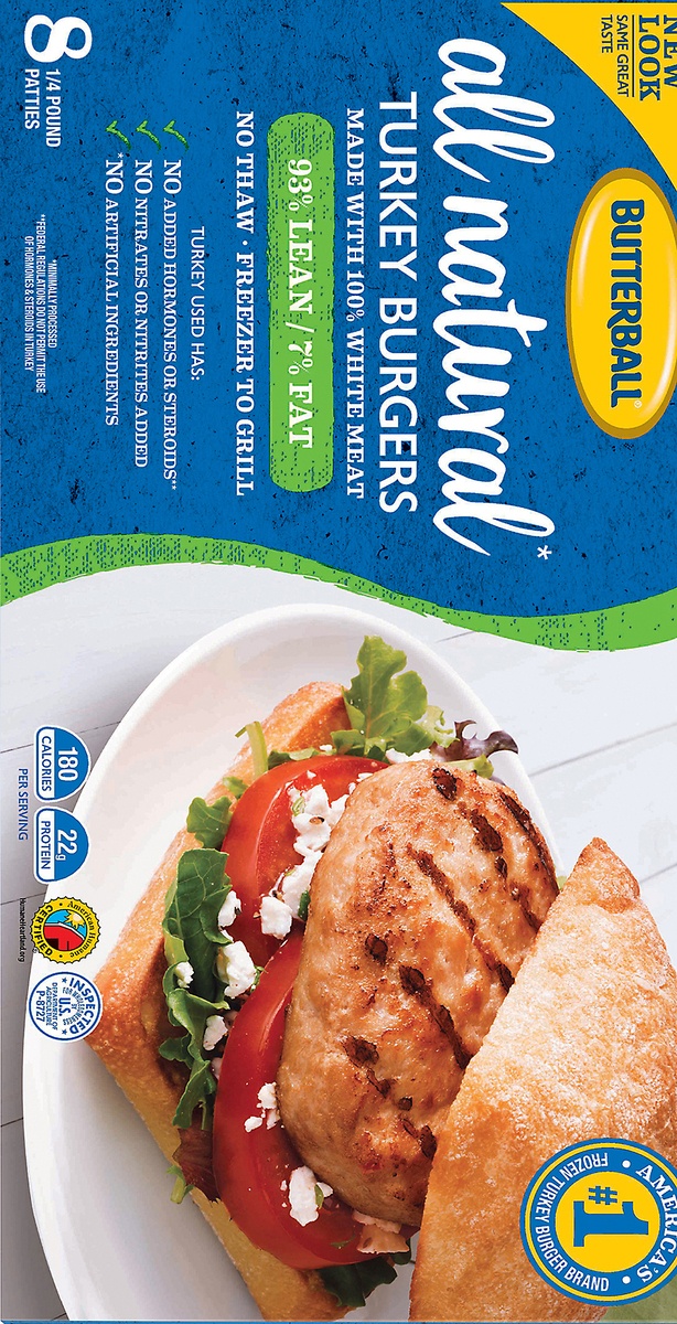 slide 10 of 10, Butterball All Natural White Turkey Burger, 2 lb