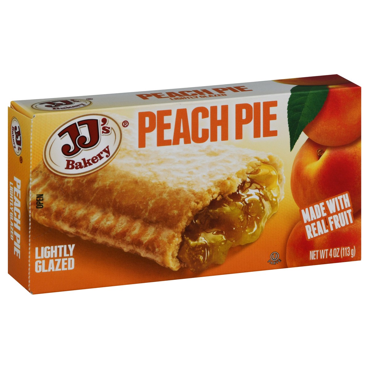 slide 2 of 13, JJ's Bakery Lightly Glazed Peach Pie 4 oz, 4 oz