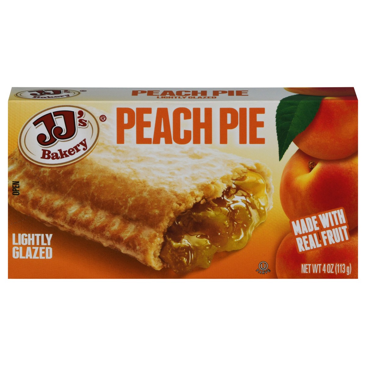 slide 1 of 13, JJ's Bakery Lightly Glazed Peach Pie 4 oz, 4 oz