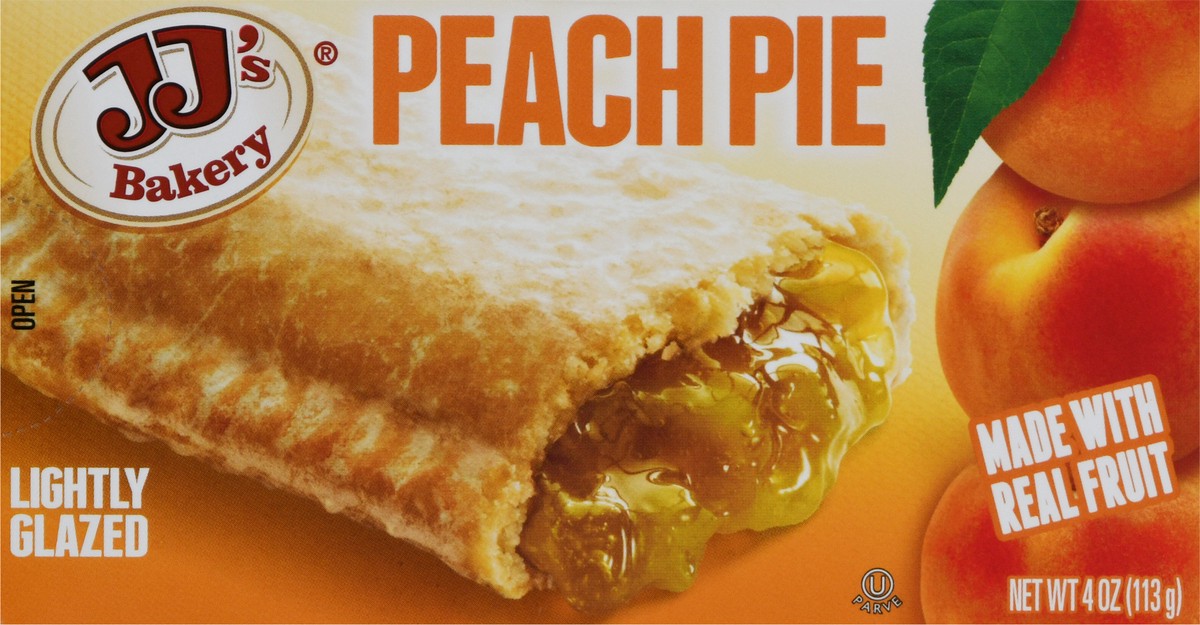 slide 1 of 13, JJ's Bakery Lightly Glazed Peach Pie 4 oz, 4 oz