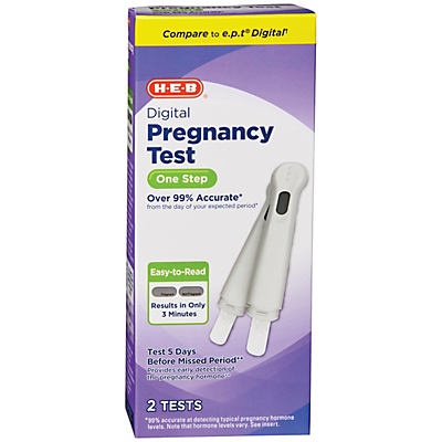 slide 1 of 1, H-E-B One Step Digital Pregnancy Test, 2 ct