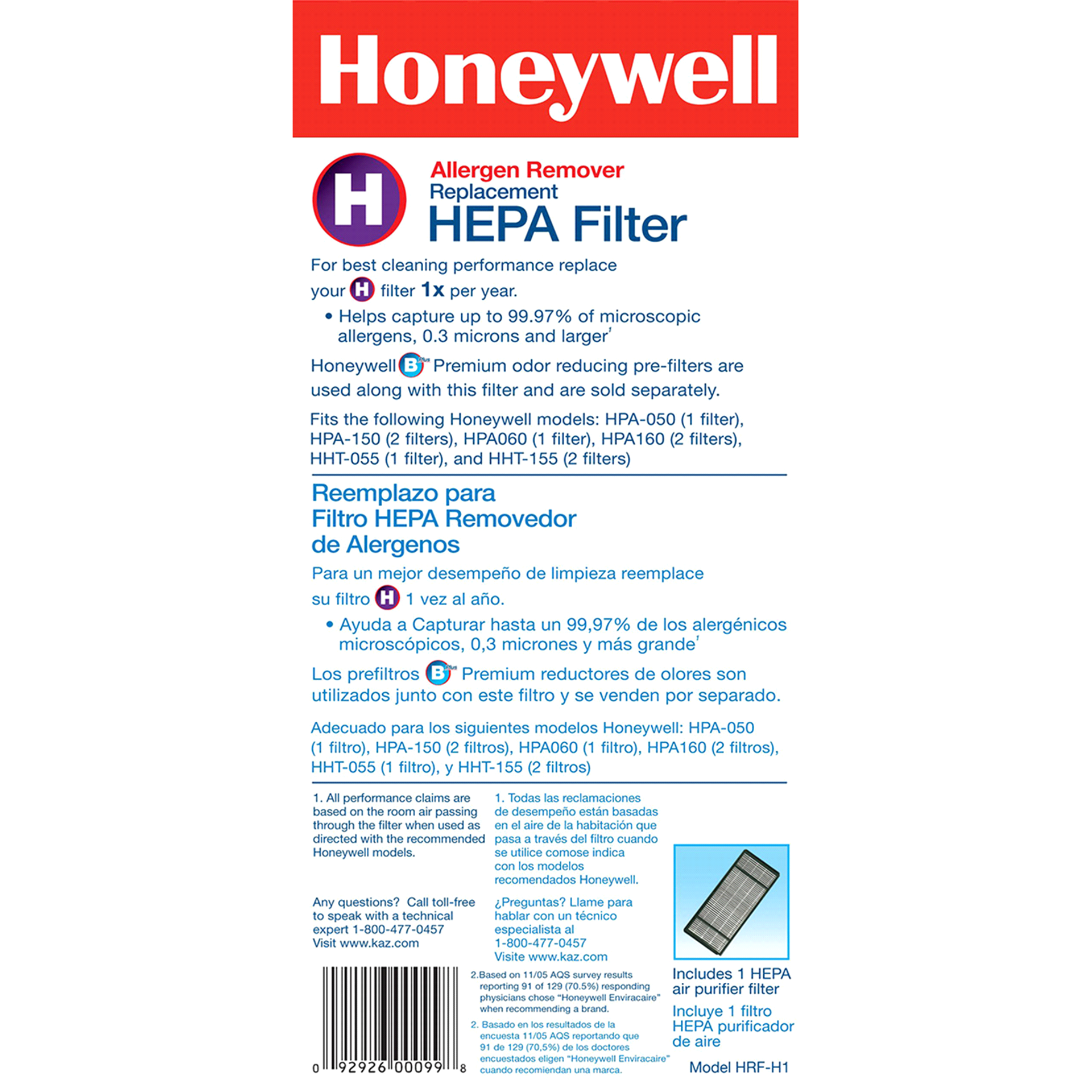 slide 9 of 13, Honeywell True HEPA Allergen Remover Replacement Filter H, 1 ct