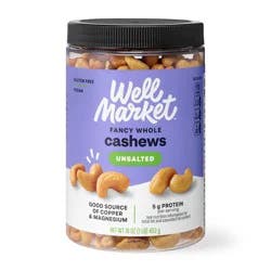 Well Market Unsalted Whole Cashews - 16 oz