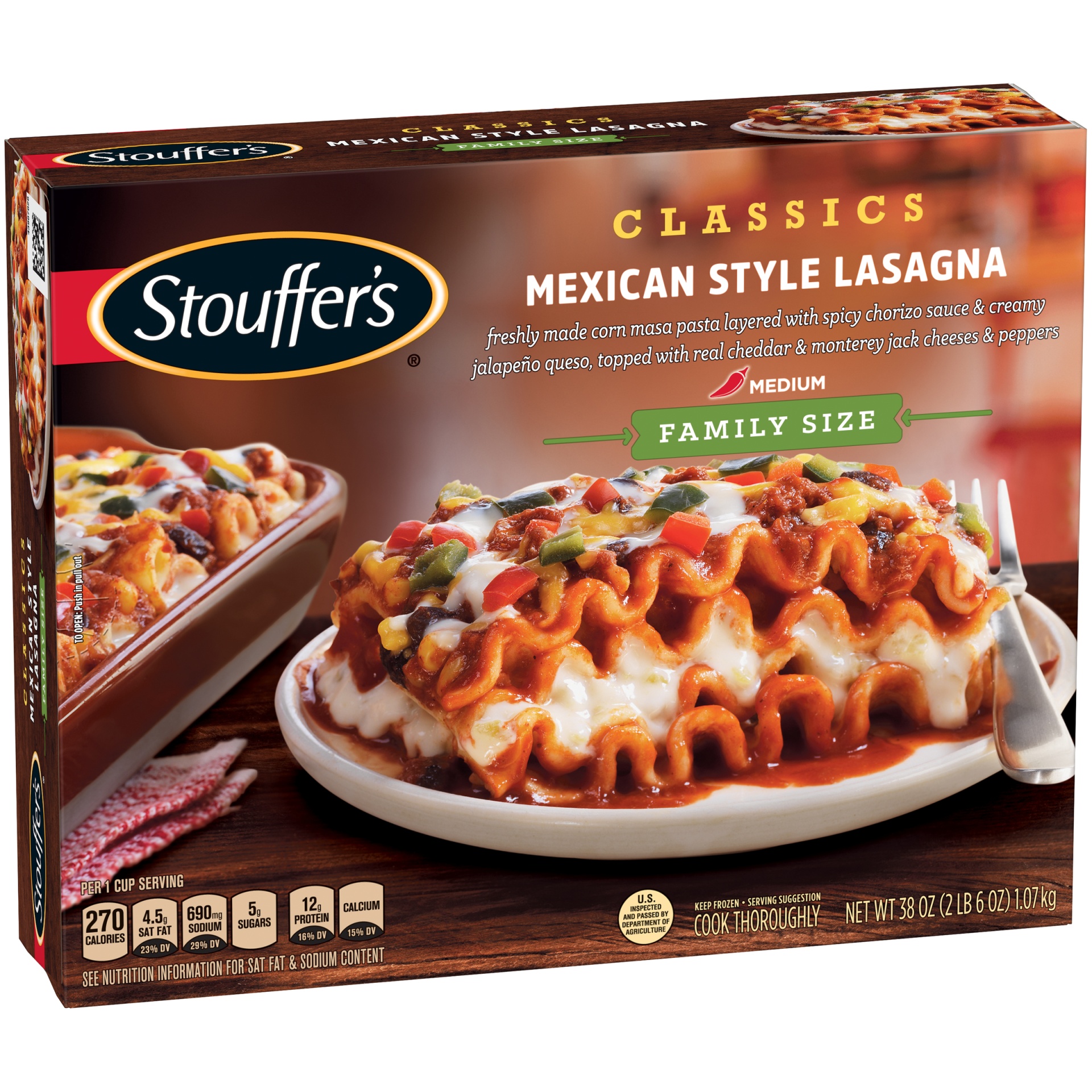 slide 3 of 10, Stouffer's Classics Family Size Mexican Style Lasagna, 38 oz