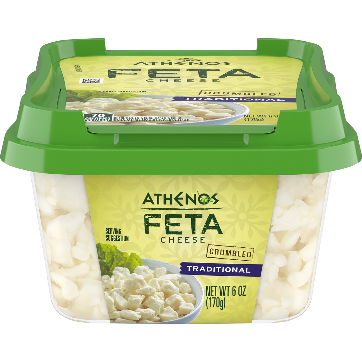 slide 1 of 9, Athenos Traditional Crumbled Feta Cheese, 6 oz Tub, 6 oz