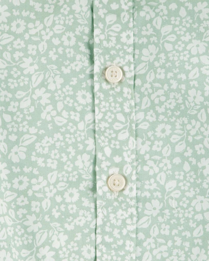 slide 2 of 3, Oshkosh Baby Floral Button-Front Bodysuit Green 18M, 1 ct