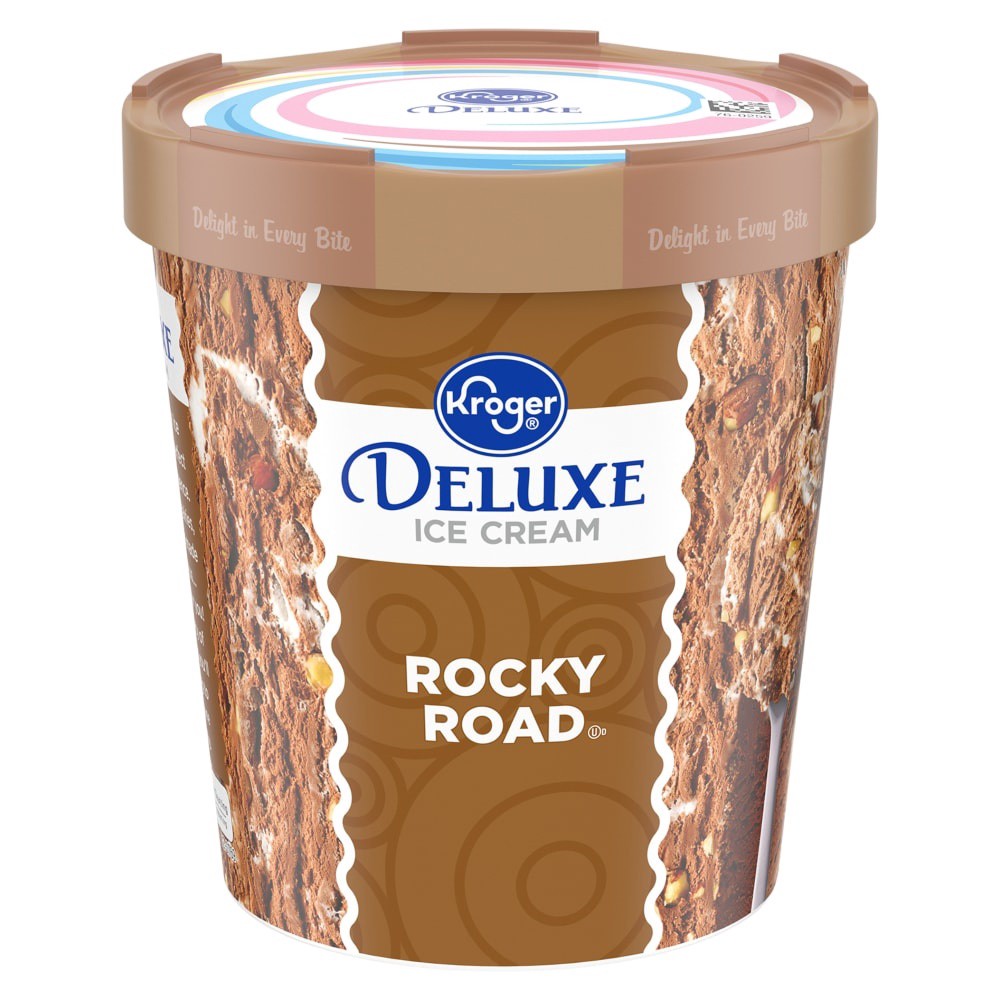 slide 1 of 1, Kroger Deluxe Rocky Road Ice Cream, 16 fl oz