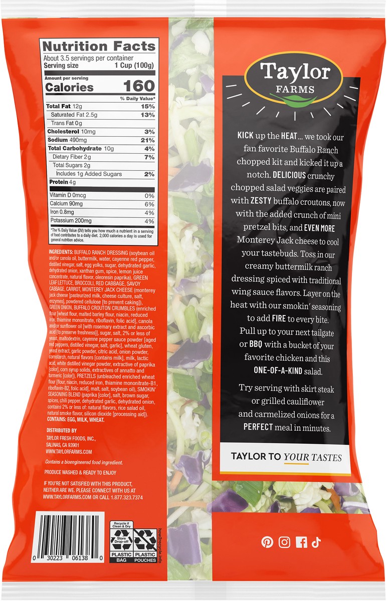 slide 4 of 8, Taylor Farms Kickin Buffalo Ranch Chopped Salad Kit - 12.07 Oz, 12.07 oz