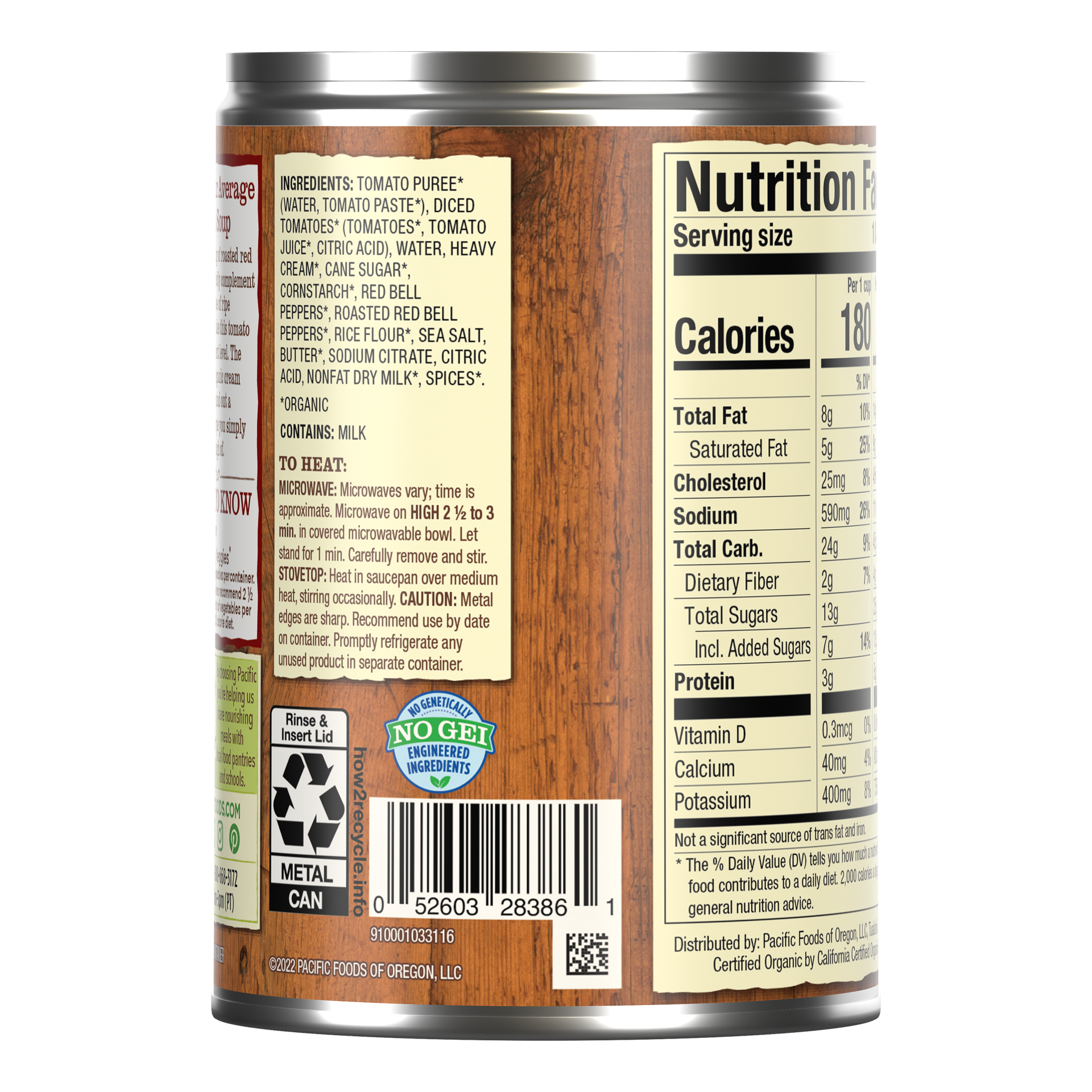 slide 5 of 5, Pacific Foods Organic Roasted Red Pepper and Tomato Bisque Soup, 16.3 oz Can, 16.3 oz