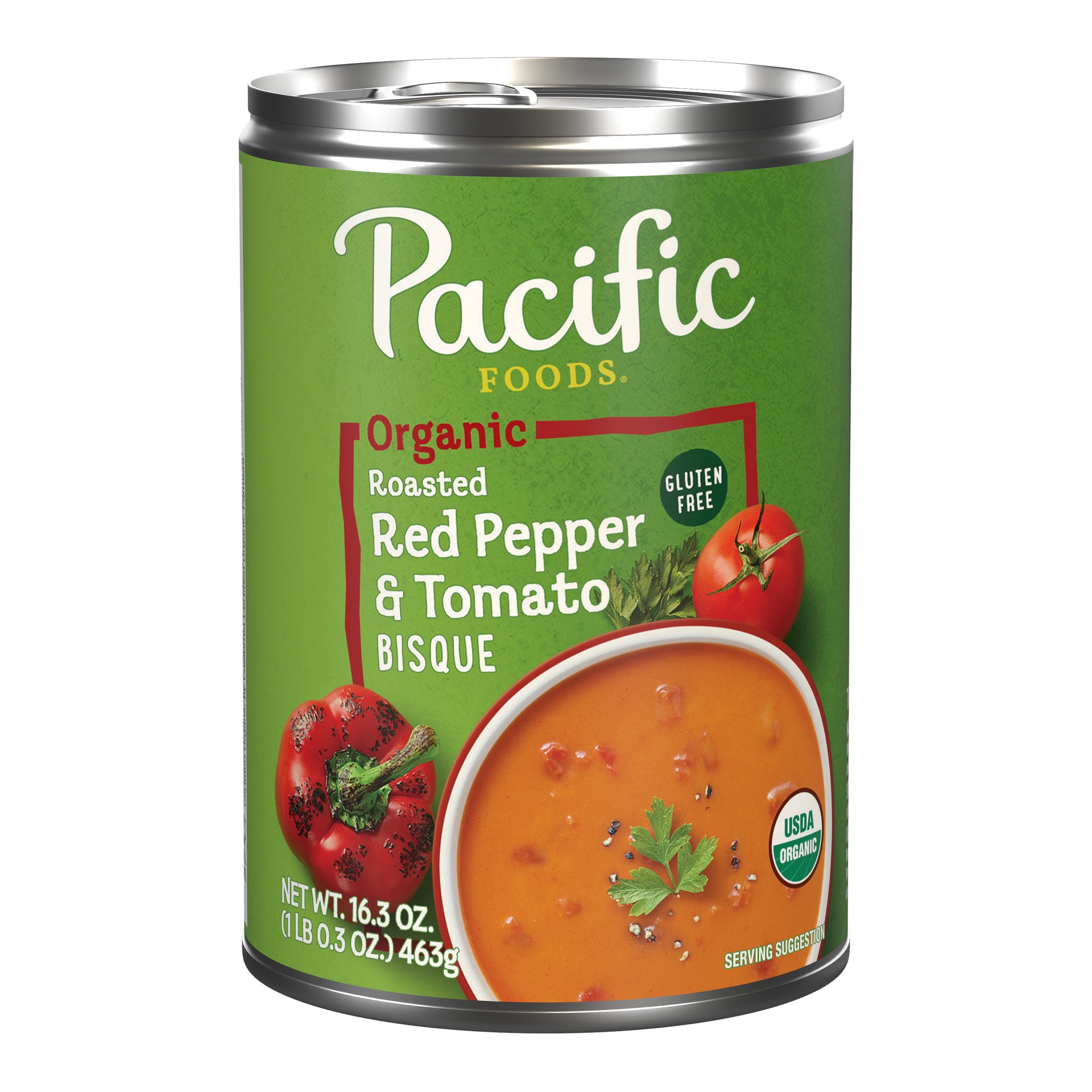 slide 1 of 5, Pacific Foods Organic Roasted Red Pepper and Tomato Bisque Soup, 16.3 oz Can, 16.3 oz