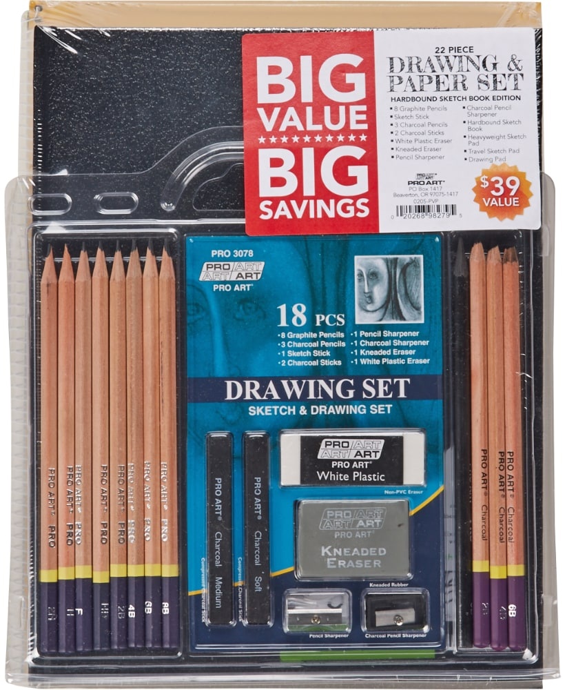 slide 1 of 1, PRO ART 22-Piece Drawing And Paper Set, 1 ct