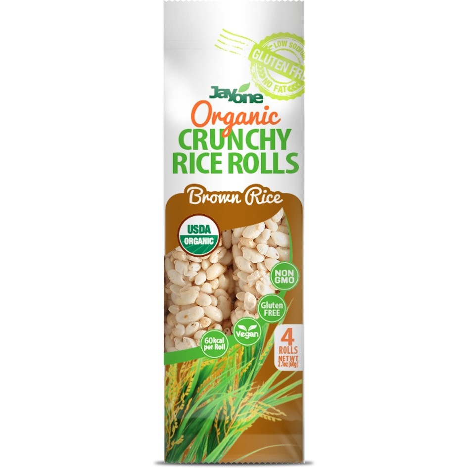 slide 1 of 5, Jayone Organic Crunchy Rice Roll Brown Rice, 2.1 oz