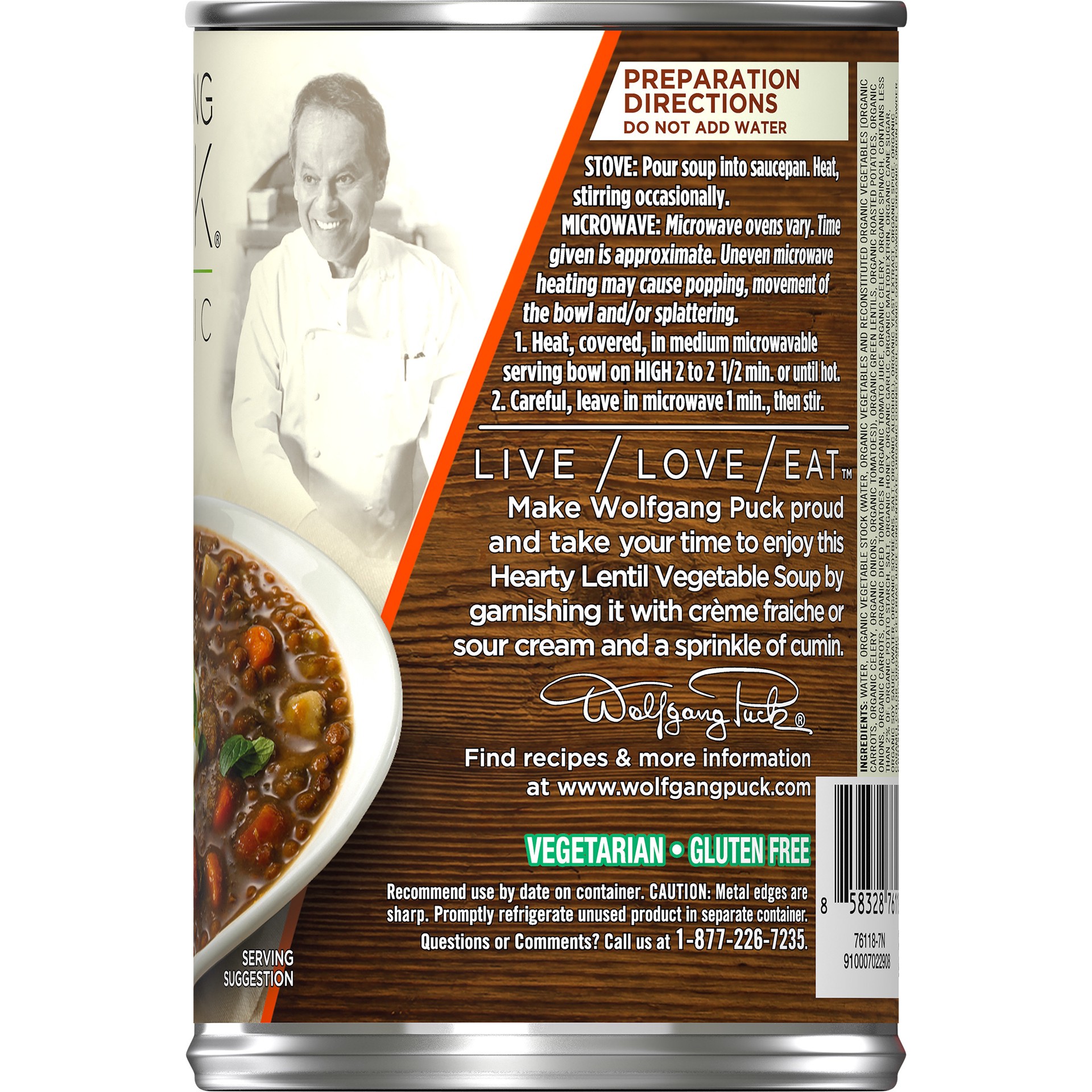 slide 2 of 5, Wolfgang Puck Hearty Lentil Organic Soup, 14.5 fl oz