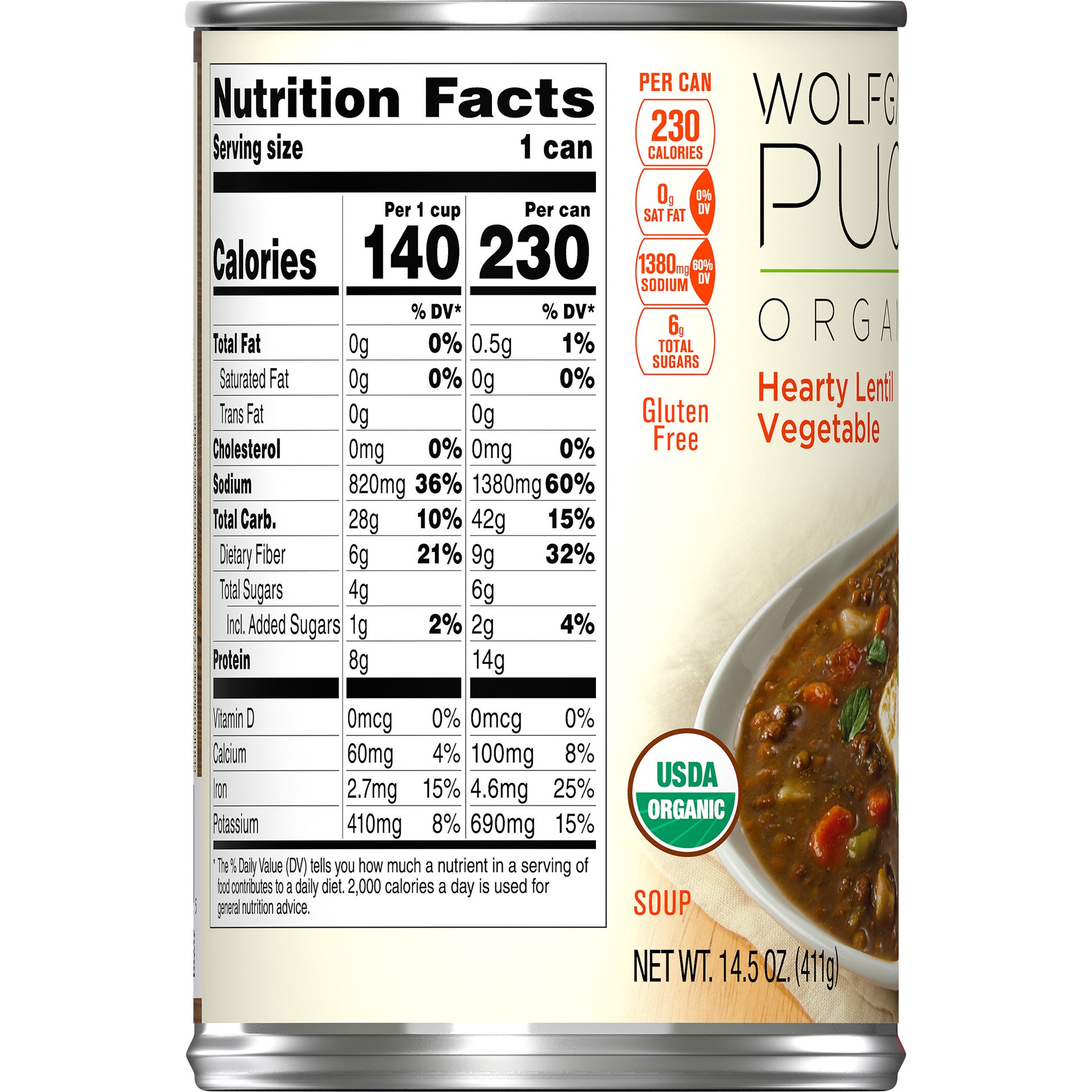 slide 4 of 5, Wolfgang Puck Hearty Lentil Organic Soup, 14.5 fl oz