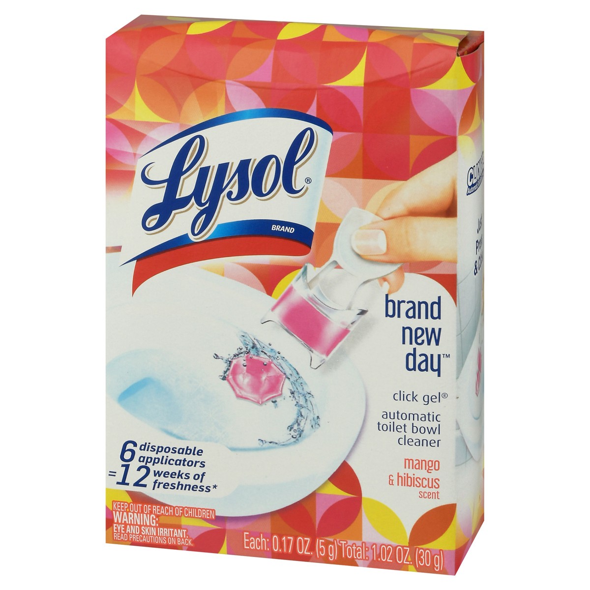 slide 3 of 12, Lysol Click Gel Automatic Toilet Bowl Cleaner, Gel Toilet Bowl Cleaner, For Cleaning and Refreshing, Brand New Day – Mango & Hibiscus, 6 applicators, 6 ct