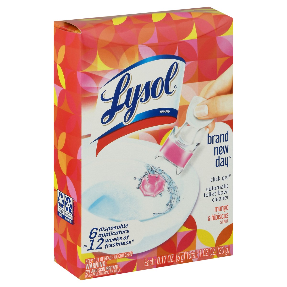 slide 2 of 12, Lysol Click Gel Automatic Toilet Bowl Cleaner, Gel Toilet Bowl Cleaner, For Cleaning and Refreshing, Brand New Day – Mango & Hibiscus, 6 applicators, 6 ct
