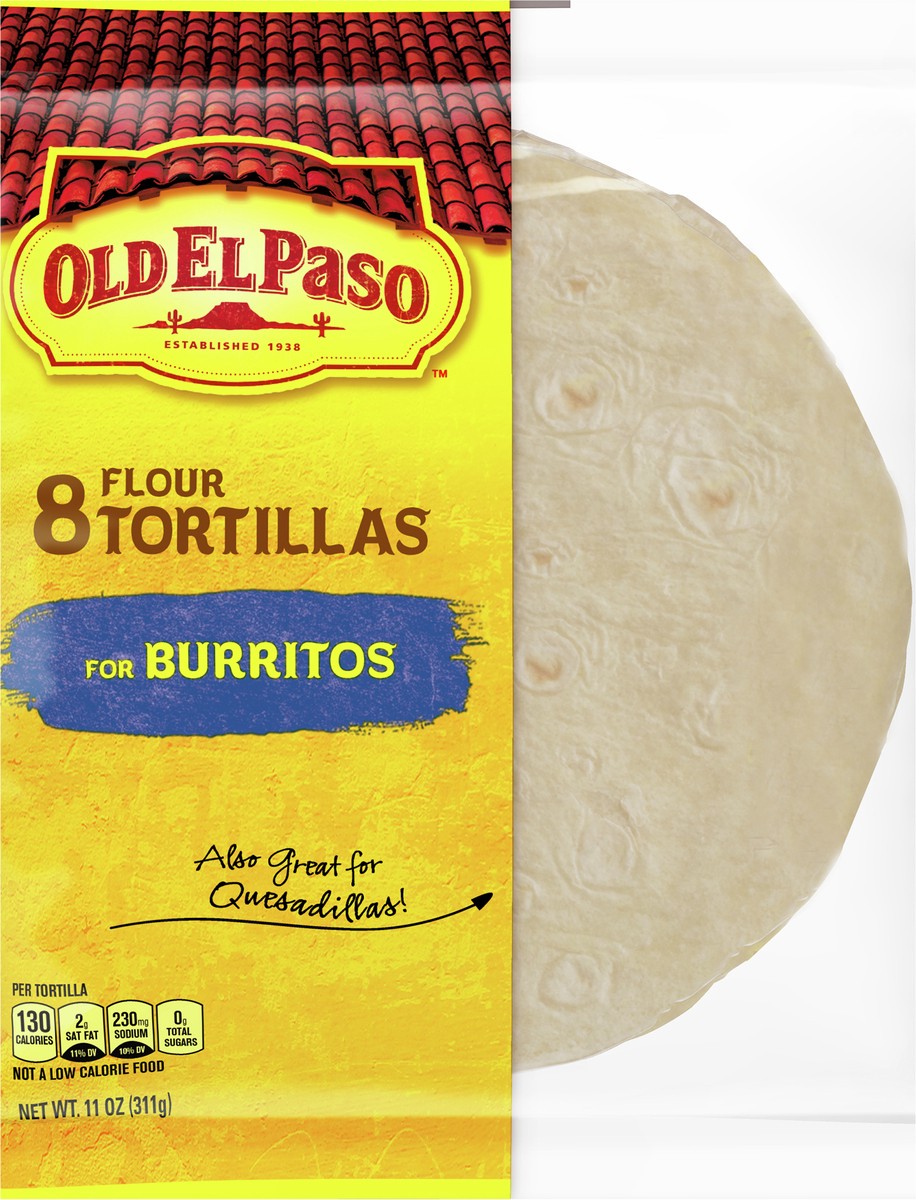 slide 5 of 9, Old El Paso Flour Tortillas for Burritos, Meal Prep, 8 Ct, 11 oz, 8 ct
