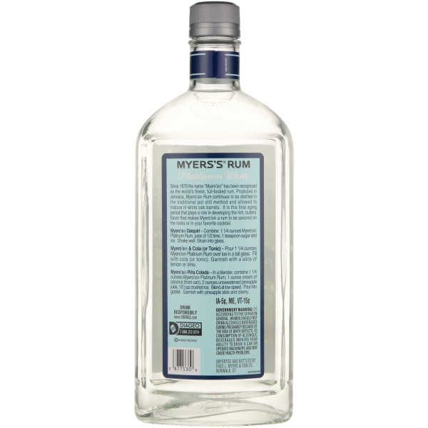 slide 4 of 5, Myers's Rum, Platinum White, 750 ml