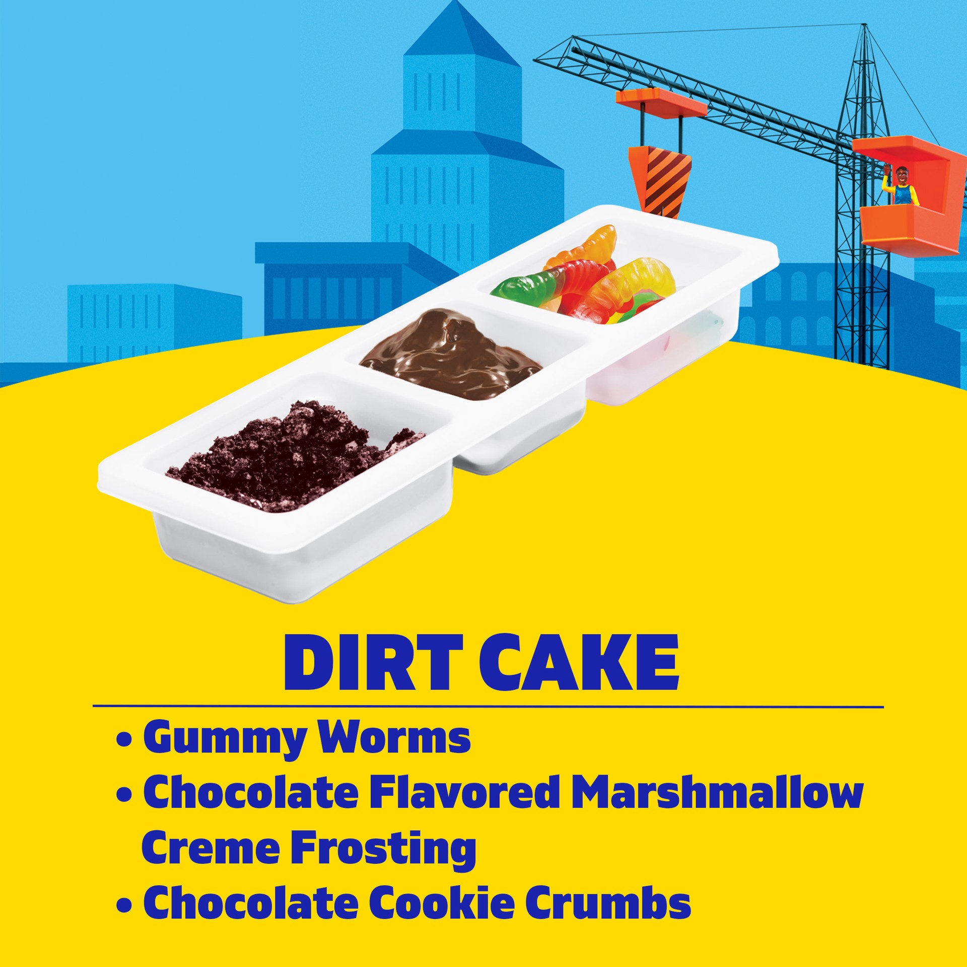 slide 4 of 5, Lunchables Dirt Cake with Gummy Worms, Chocolate Creme Frosting and Chocolate Cookie Crumbs, 1.95 oz Tray, 1.95 oz