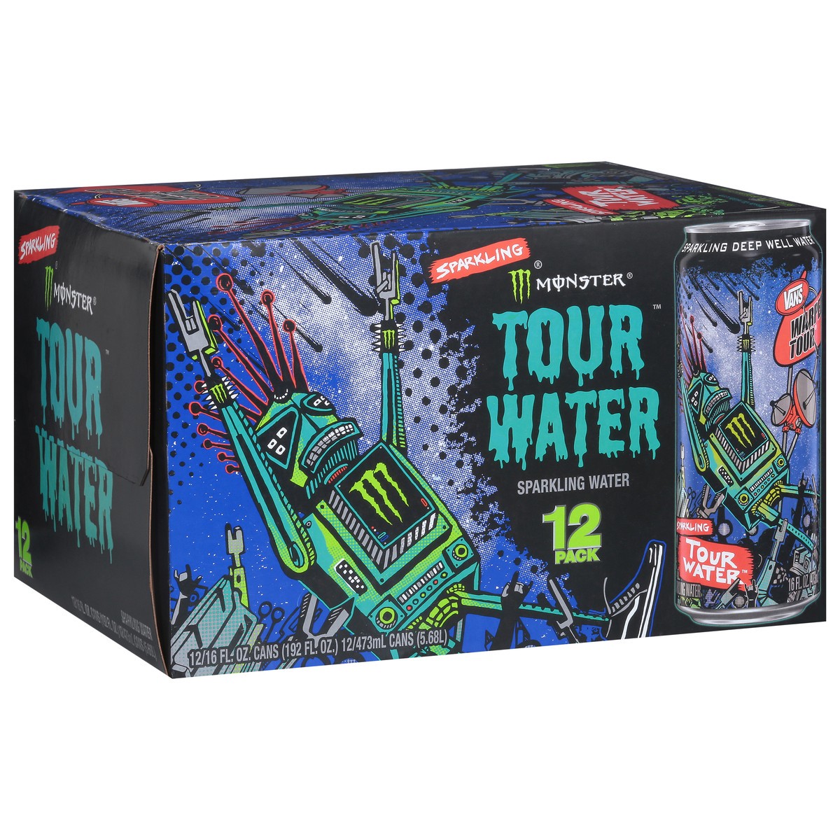 slide 3 of 9, Monster Tour Water Sparkling Water 12 - 16 fl oz Cans, 2304 fl oz
