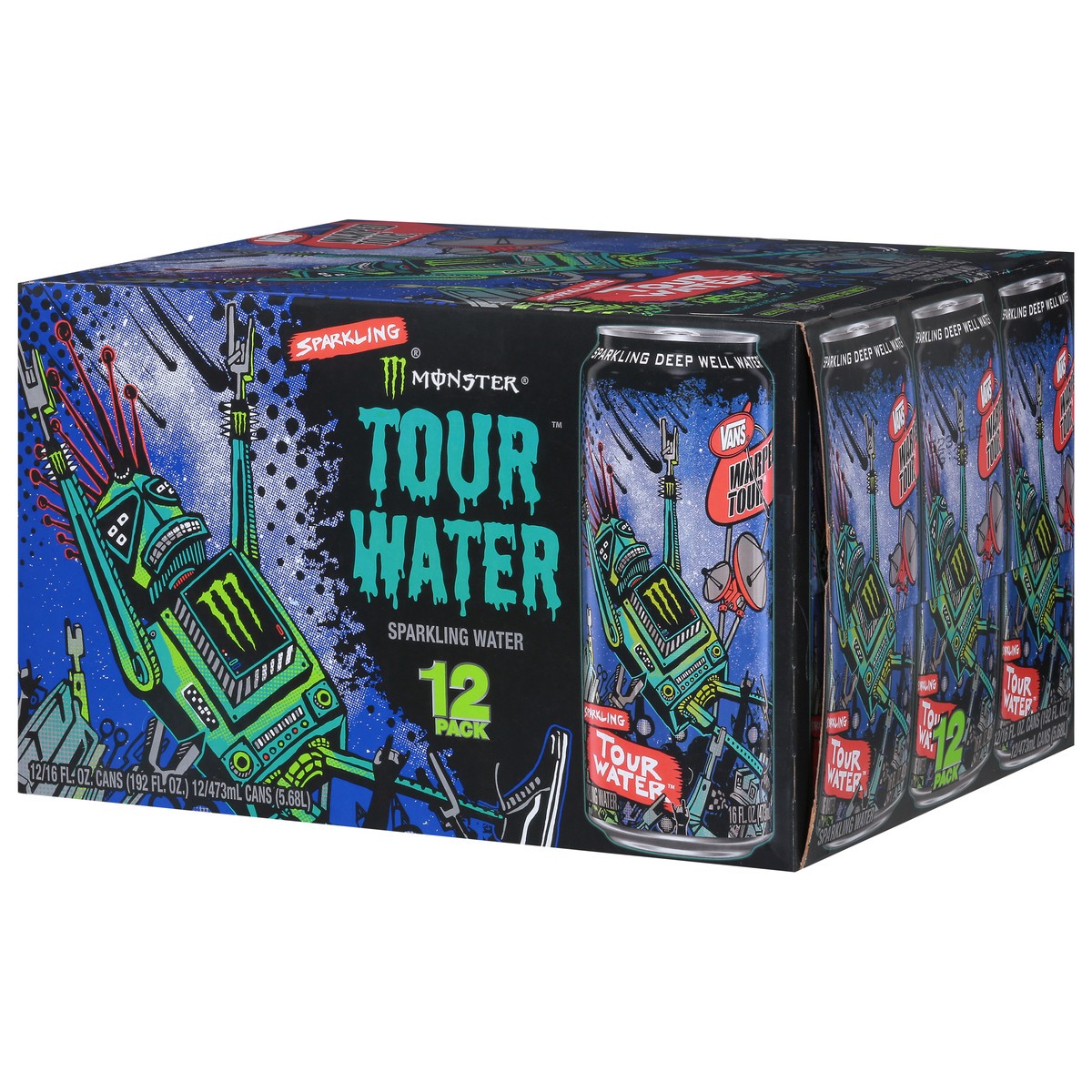 slide 2 of 9, Monster Tour Water Sparkling Water 12 - 16 fl oz Cans, 2304 fl oz