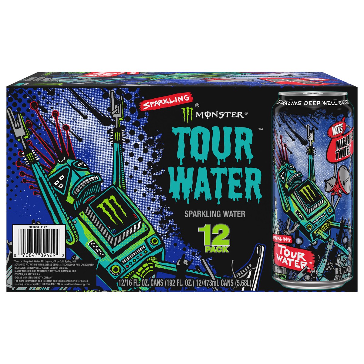 slide 1 of 9, Monster Tour Water Sparkling Water 12 - 16 fl oz Cans, 2304 fl oz