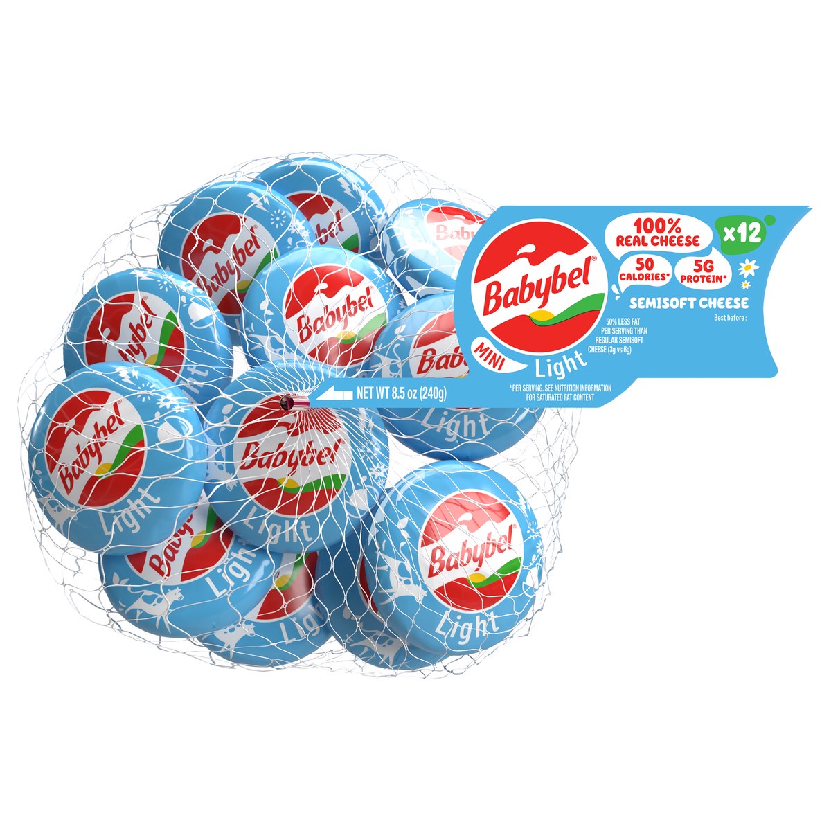 slide 1 of 1, Babybel Mini Babybel Light Snack Cheese, 12 Pack (8.5 oz), 12 ct; 8.5 oz