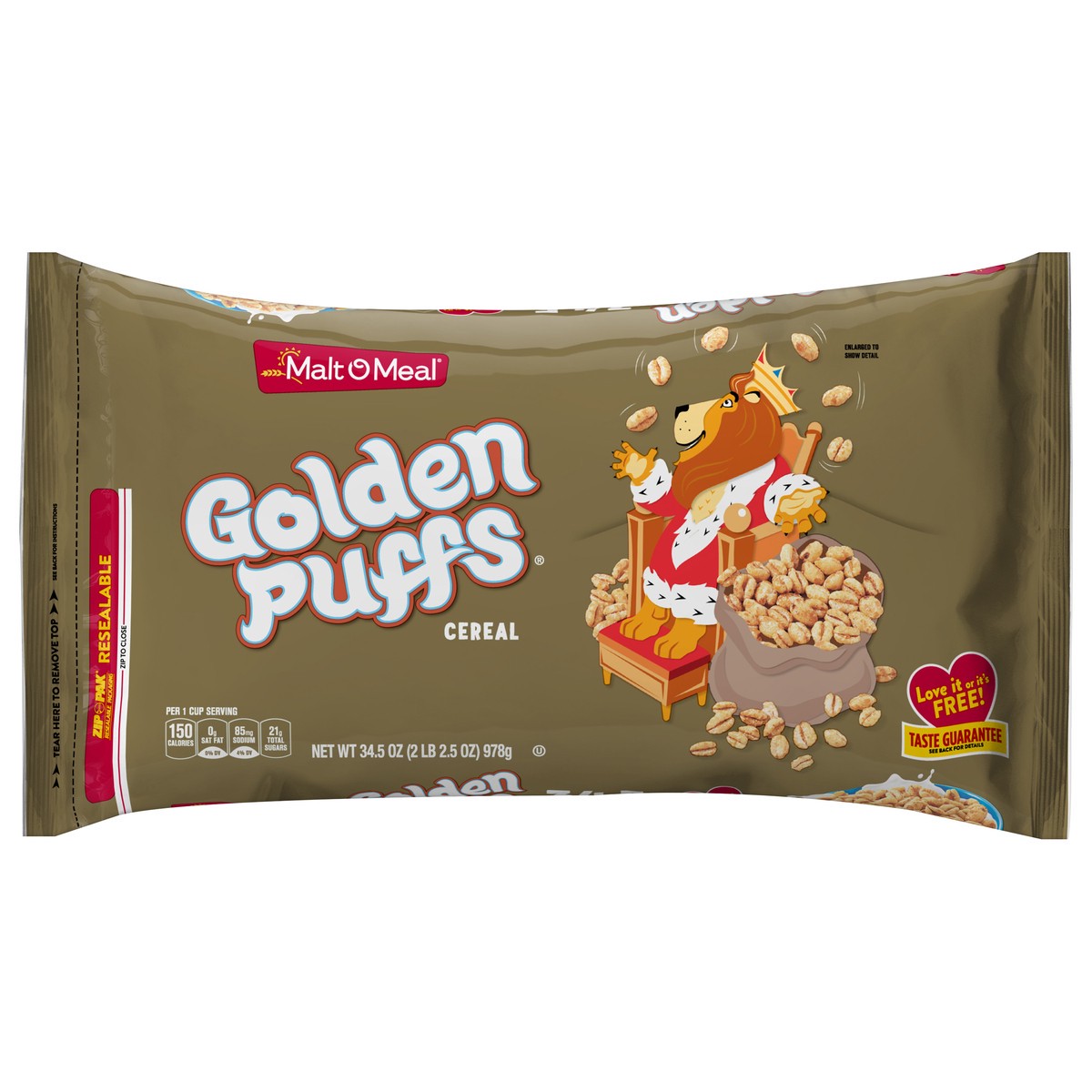 slide 1 of 7, Malt-O-Meal Golden Puffs Breakfast Cereal, Puffed Wheat Cereal, 34.5 oz