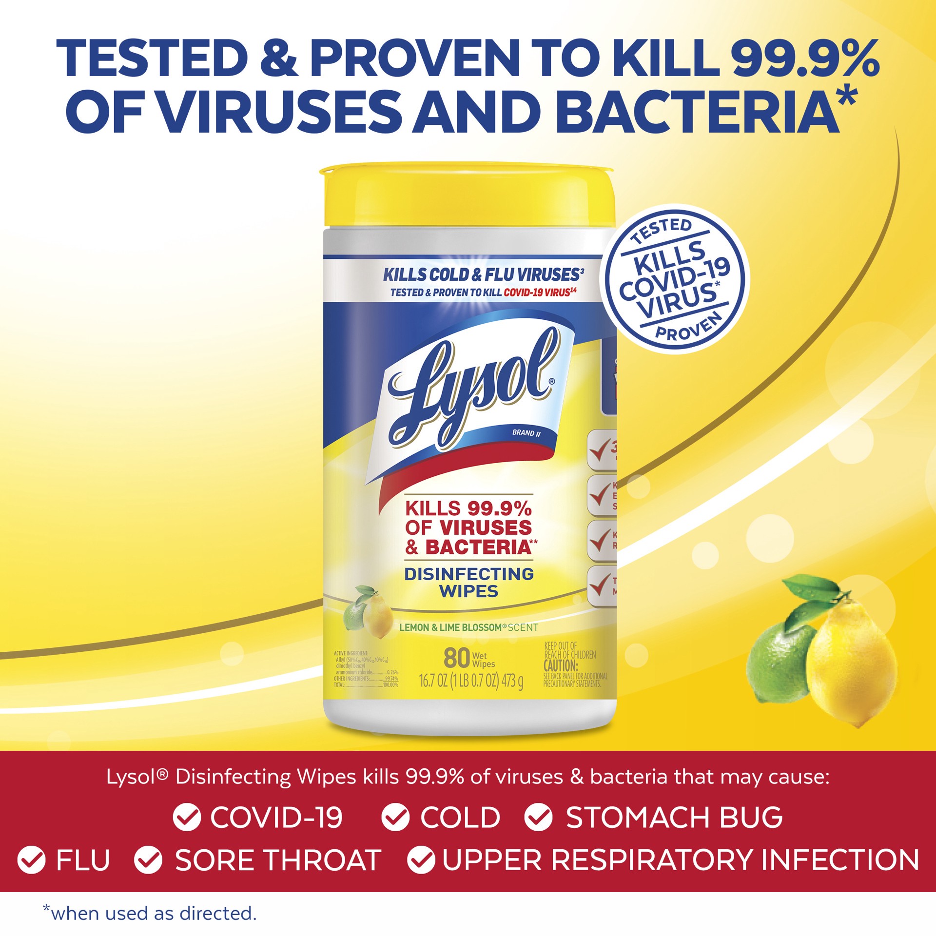 slide 2 of 3, Lysol Disinfectant Wipes, Multi-Surface Antibacterial Cleaning Wipes, For Disinfecting and Cleaning, Lemon and Lime Blossom, 160 Count (Pack of 2), 160 ct