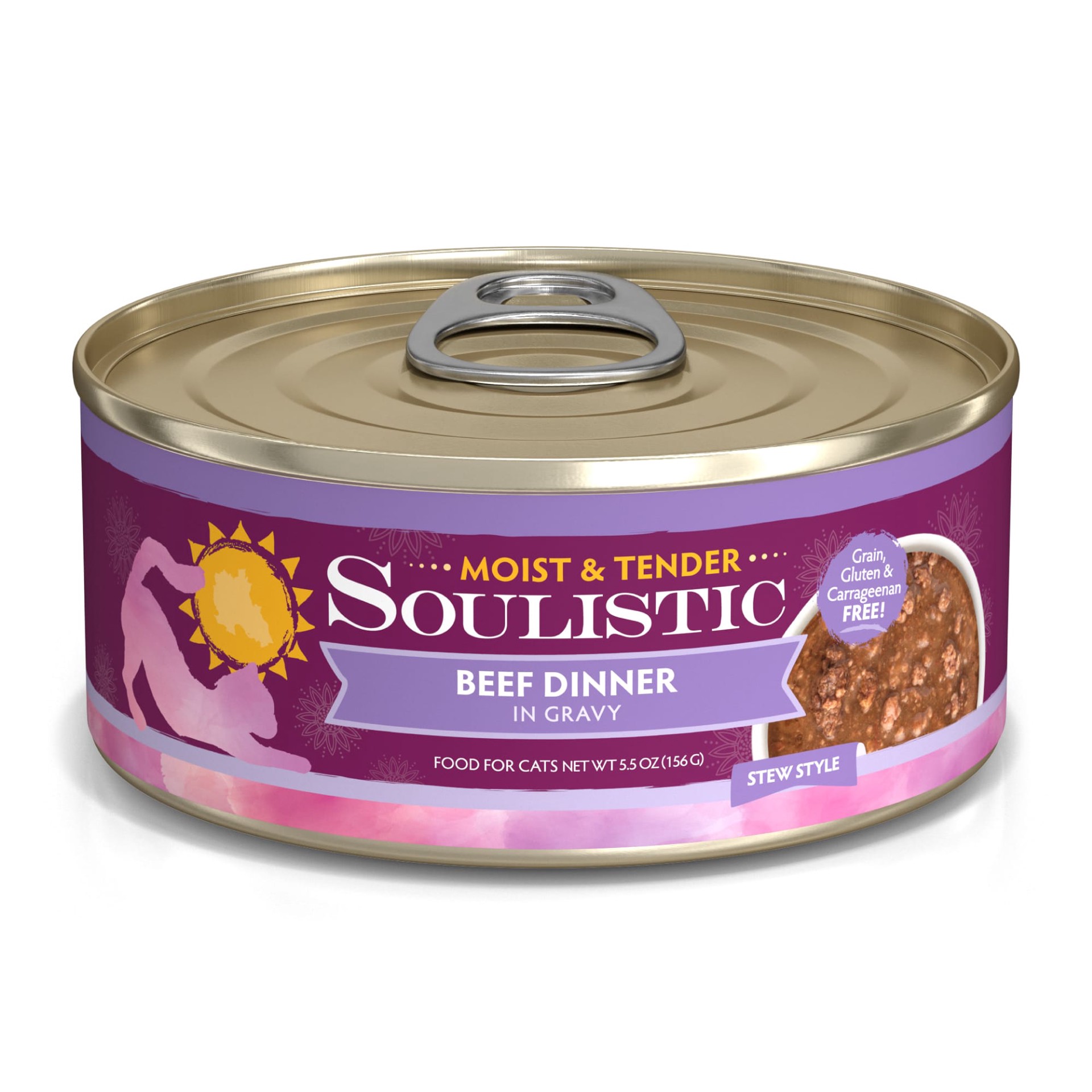 slide 1 of 1, Soulistic Moist & Tender Beef Dinner Adult Canned Cat Food in Gravy, 5.5 oz