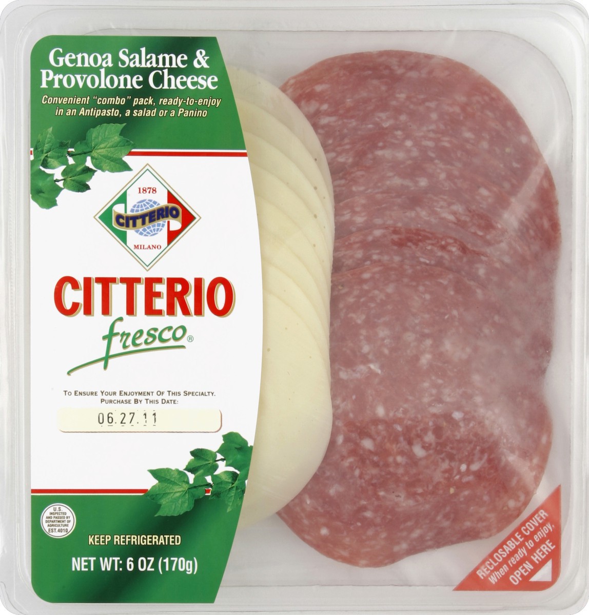 slide 1 of 6, Citterio Genoa Salame & Provolone Cheese, 6 oz