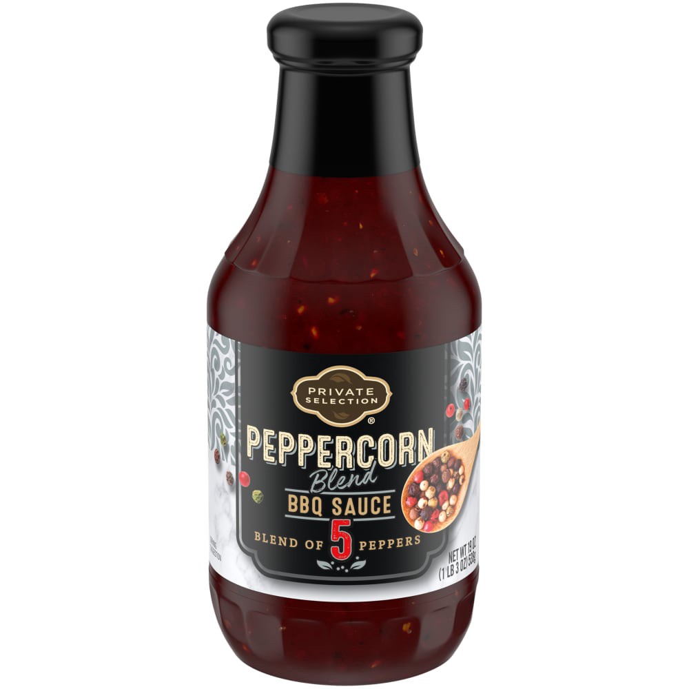 slide 1 of 4, Private Selection 5 Peppercorn Blend Barbecue Sauce, 19 oz