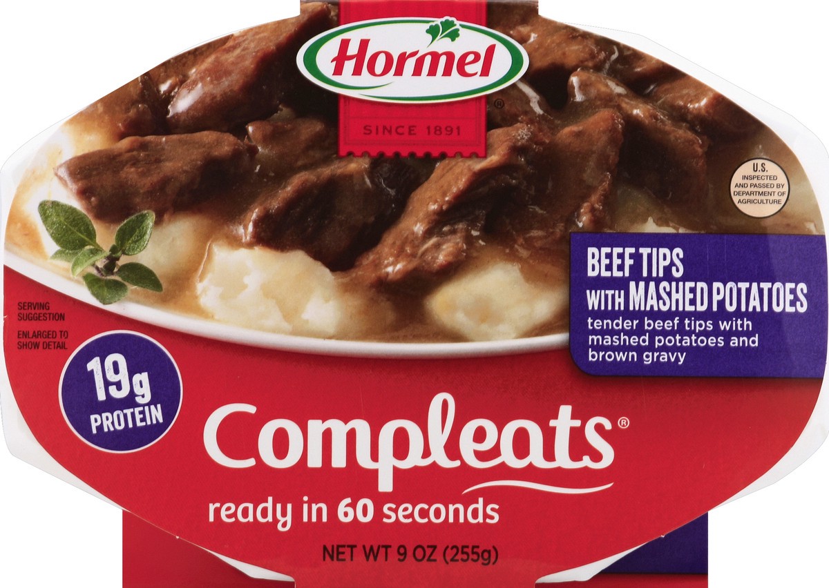 slide 4 of 7, Hormel COMPLEATS Tender Beef and Mashed Potatoes and Gravy, 9 oz