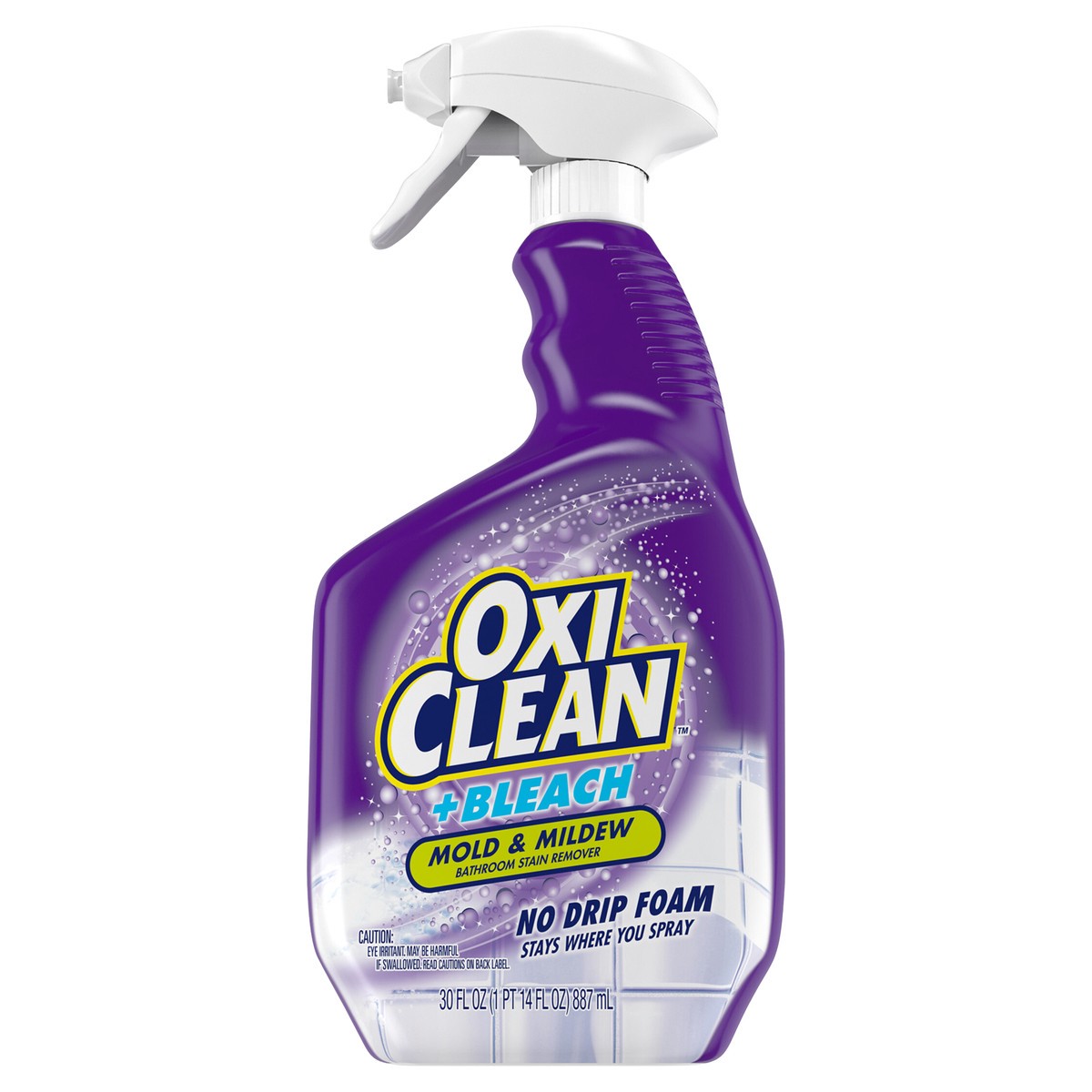 slide 1 of 3, Oxi-Clean plus Bleach, No Drip Foam, Mold & Mildew Bathroom Stain Remover 30 oz., 30 fl oz
