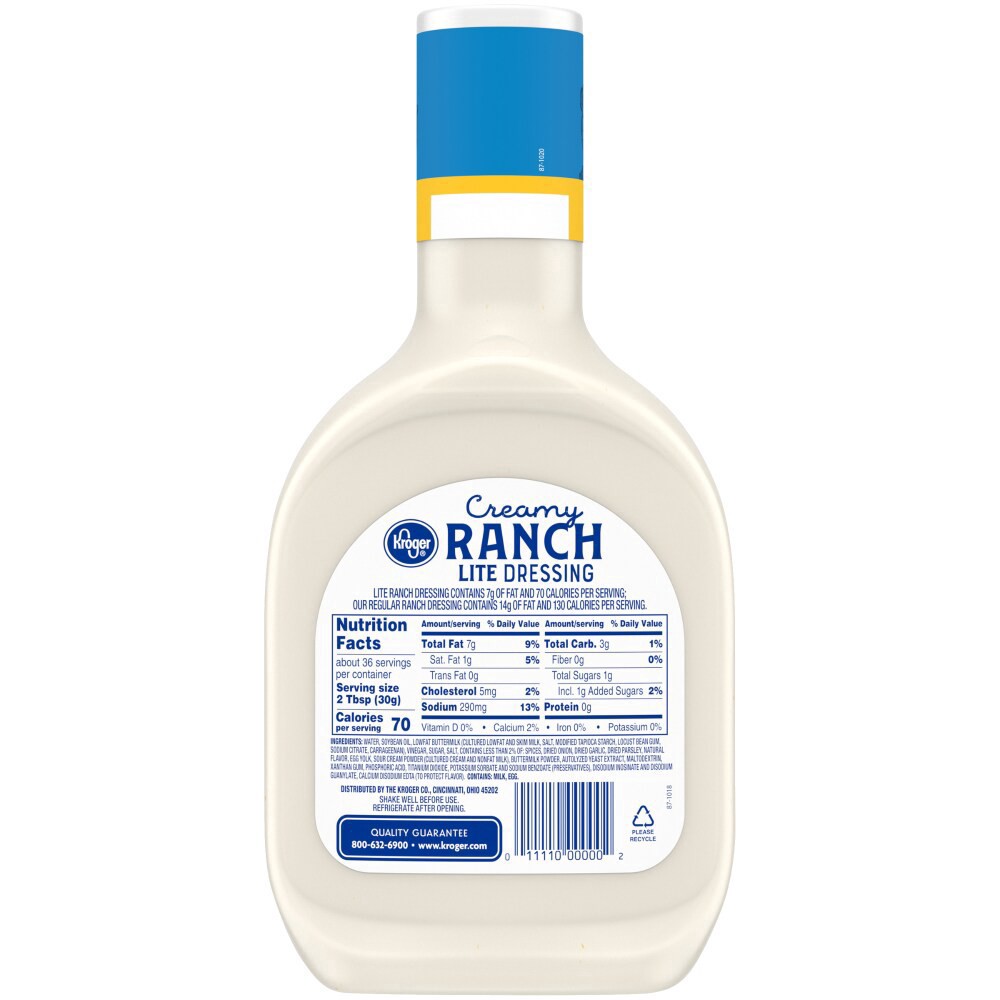 slide 2 of 4, Kroger Creamy Lite Ranch Dressing, 36 fl oz