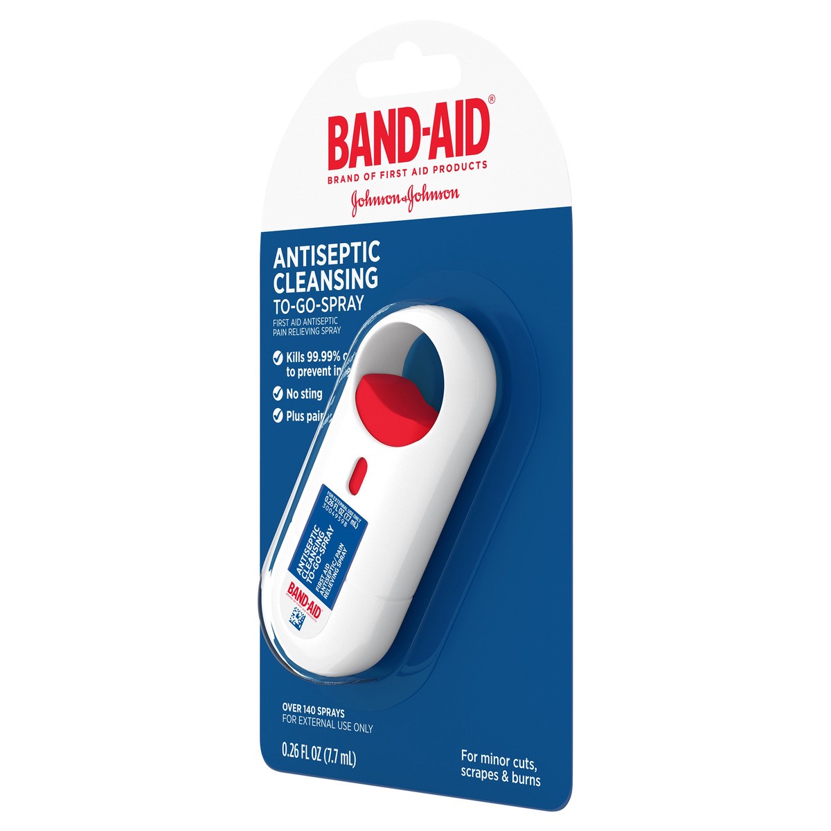 slide 3 of 7, BAND-AID Antiseptic Cleansing To-Go-Spray, First Aid Antiseptic Spray Relieves Pain & Kills Germs Anywhere, Benzalkonium Cl Antiseptic & Pramoxine HCl Topical Analgesic,.26 fl. oz, 0.26 fl oz