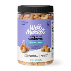 Well Market Lightly Sea Salted Whole Cashews - 16 oz