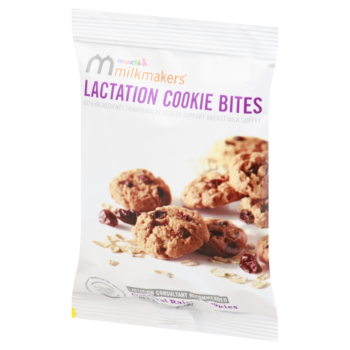 slide 12 of 13, Munchkin Milkmakers Oatmeal Raisin Lactation Cookie Bites 2 oz, 2 oz