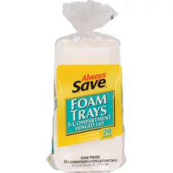 Always Save Hinged Foam Compartment Trays w/ Lid